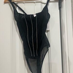 Auden Black Sheer Bodysuit